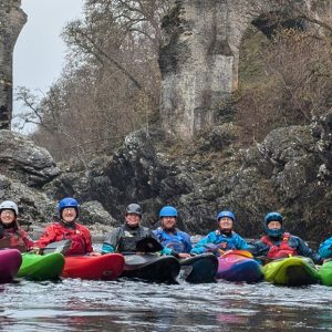 London Kayak School Canoe Club Group on a River